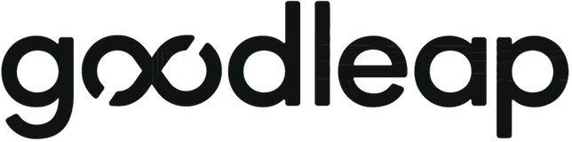 The image shows the word goodleap in bold, black, rounded lowercase letters on a white background. The letters oo are connected, forming an infinity symbol.