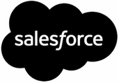 The image shows the Salesforce logo, featuring the word salesforce in white lowercase letters inside a black cloud shape.
