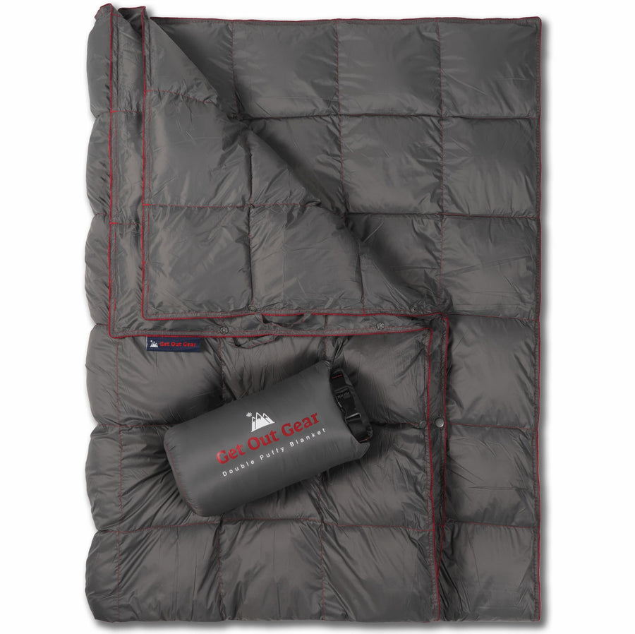 get out gear down puffy blanket Double Puffy Camping Quilt Olive