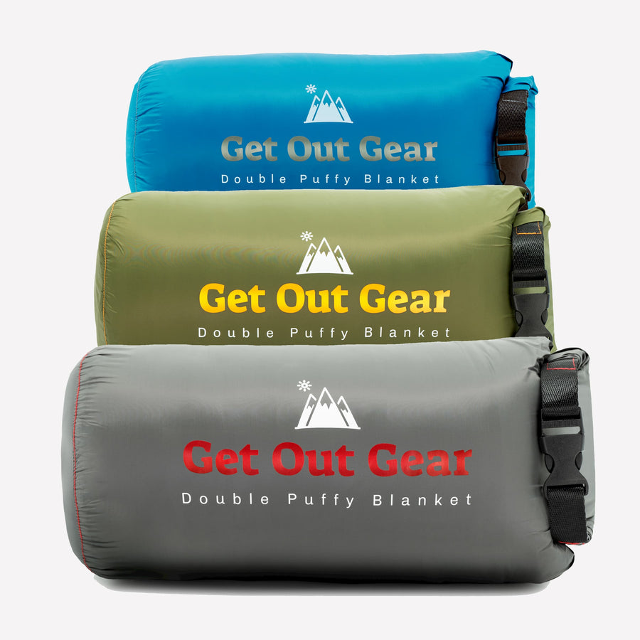 get out gear Double Puffy Camping Quilt Olive