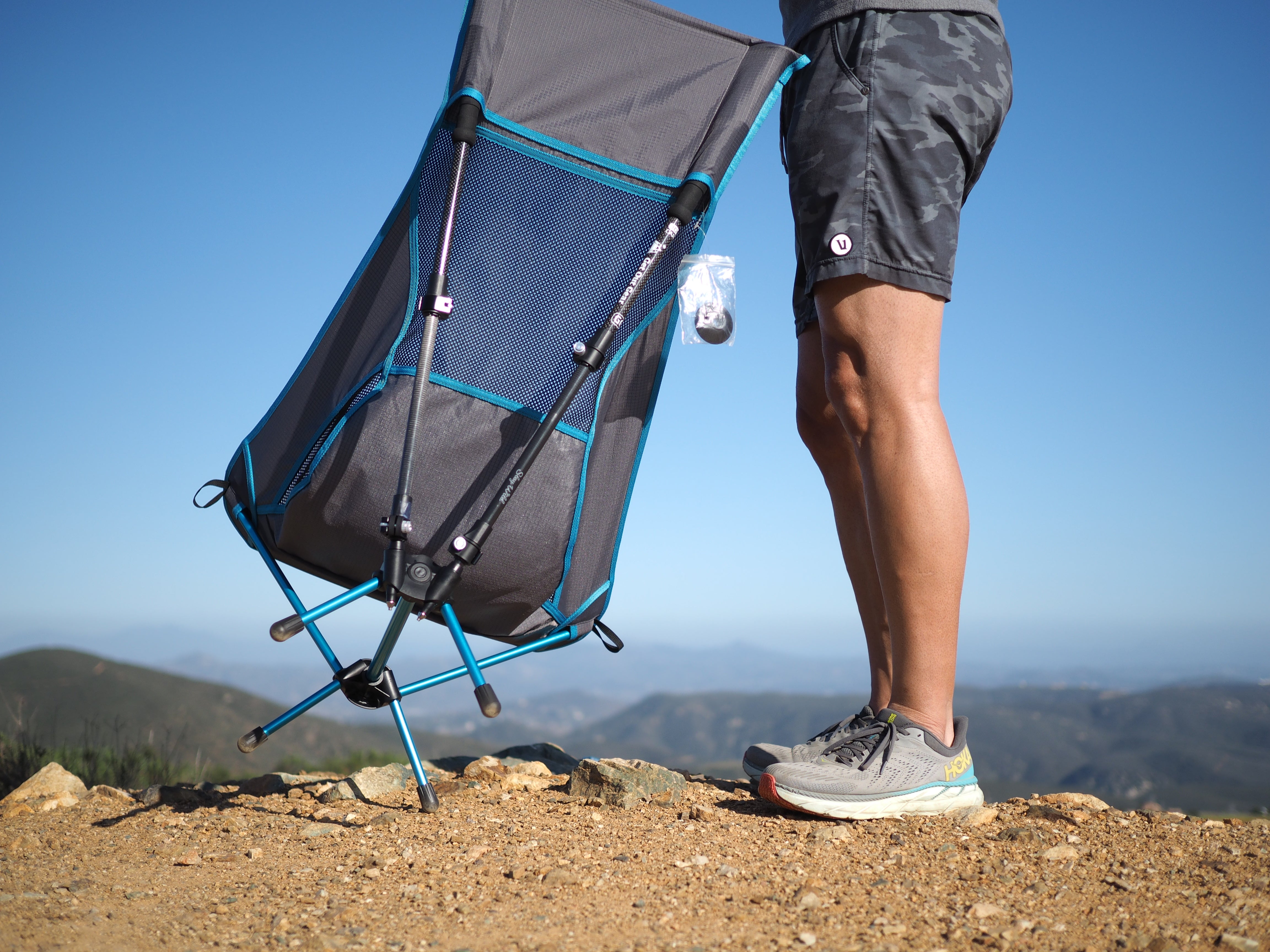 backpack hiking seat Get Out Gear TrekChair V2 Highback Backpacking Chair | 2-in-1 Trekking Pole and Camp Chair System | Extra Large and Wide with Headrest